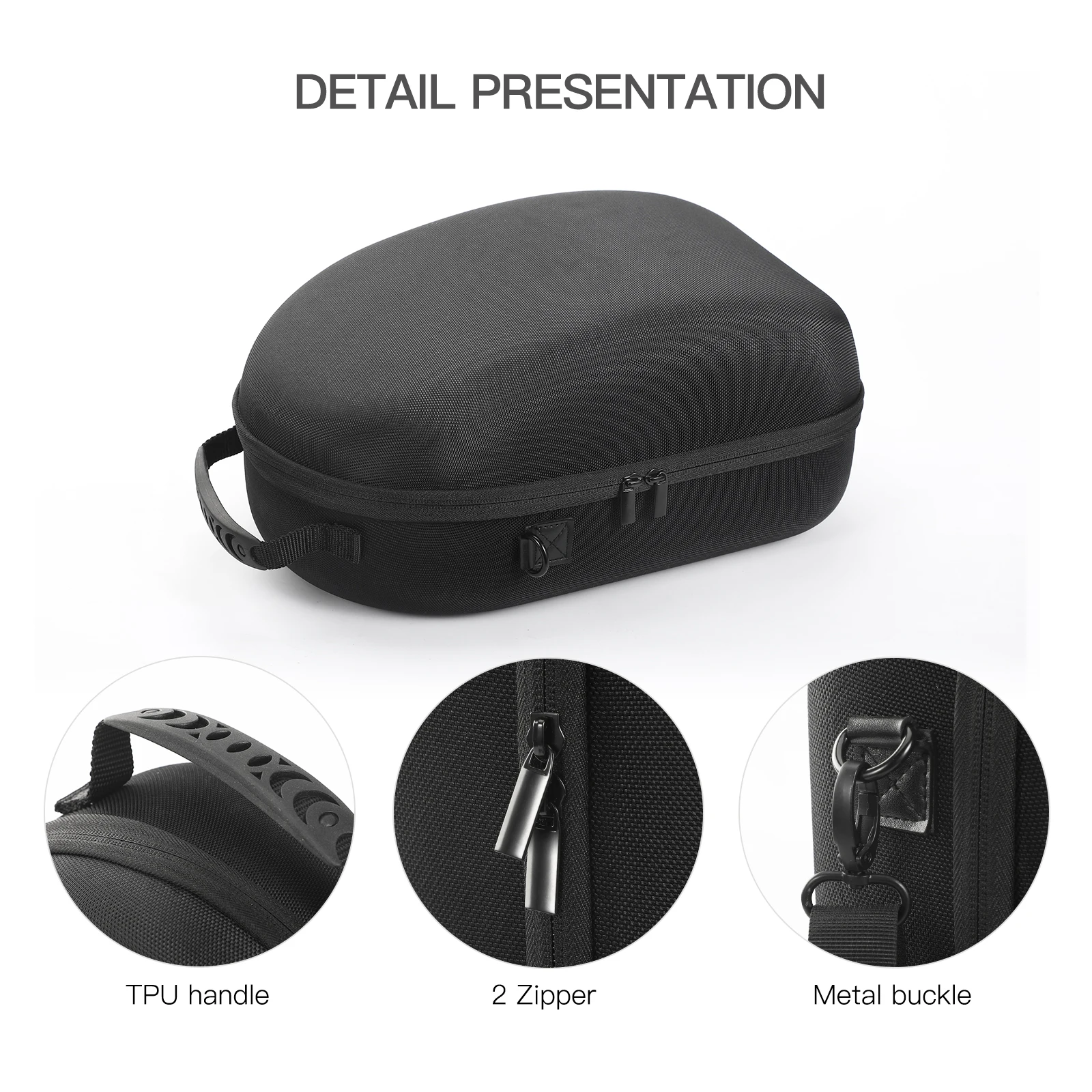 Custodia da trasporto Custodia per lenti Custodia rigida antiurto Fascette per cavi Anti-graffio Anti-goccia per controller auricolare Meta Quest 3 VR
