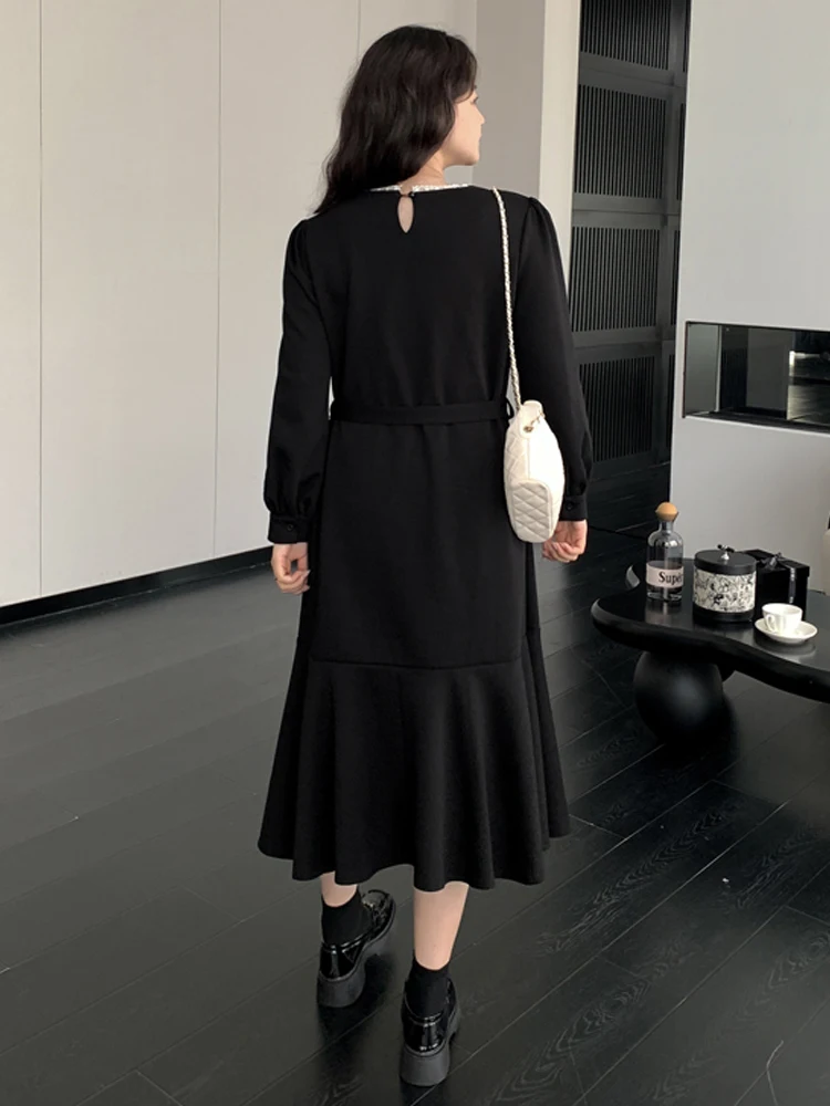 NYFS 2025 gros MM grande taille Robe longue mode Patchwork ample confortable Robe décontractée automne femmes Elbise