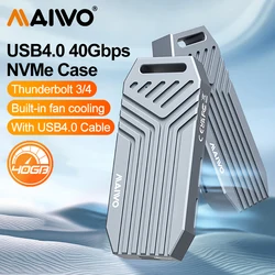 MAIWO Thunderbolt custodia per unità a stato solido custodia SSD USB 4.0 40Gbps M.2 NVMe SSD Type-C 4.0, 8TB Hard Box raffreddamento ventola integrata