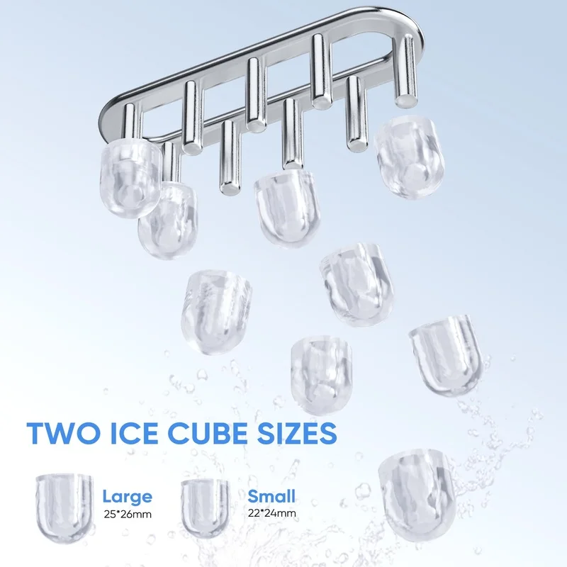 ماكينة صنع الثلج المحمولة ماكينة كونترتوب ذاتية التنظيف 9 مكعبات ثلج رصاصة في 6 دقائق تصميم مدمج سلة مغرفة الثلج