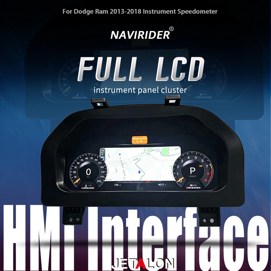 Full LCD Digital Instrument Cluster For Dodge Ram 1500 2013-2018 Plug And Play Virtual Cockpit Car Speedometer Dashboard Panel