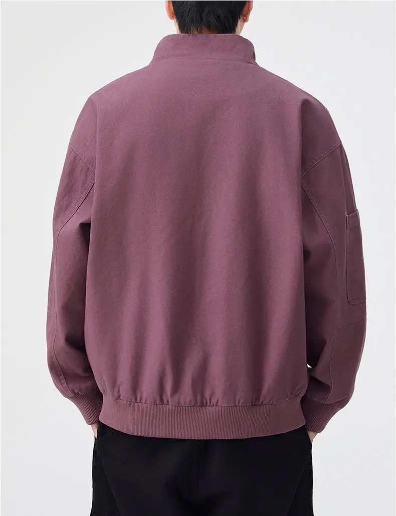 Neue 2026 Frühling Herbst Lässige Herren Baumwolljacke Outdoor Einfarbiger Reißverschluss Stehkragen Mantel Streetwear Winddichte Oberbekleidung – Detail 11
