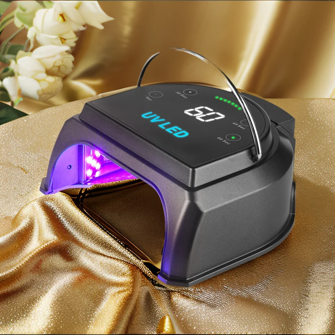 

2024 New Product Black Color 80W Portable Cordless Pro Cure LED Nail Lamp Professional Low Heat Function For Nail Salon