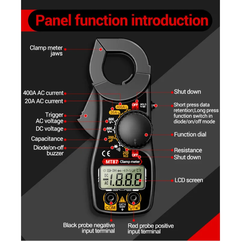 Clamp Meter ANENG MT87 Digital Multimeter Professional 1999 Counts DC/AC Voltage Tester Ammeter NCV Ohm Detector test home Tools