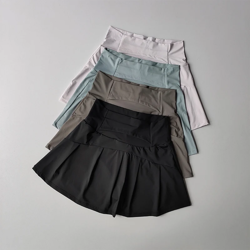 Hochgeschnittener Sport-Kurzrock, Sommer-Neuheit, kühl und blendfrei gefütterte Shorts, Damen-Fitness-Yoga-Schnelltrocknungs-A-Linien-Rock – Detail 2