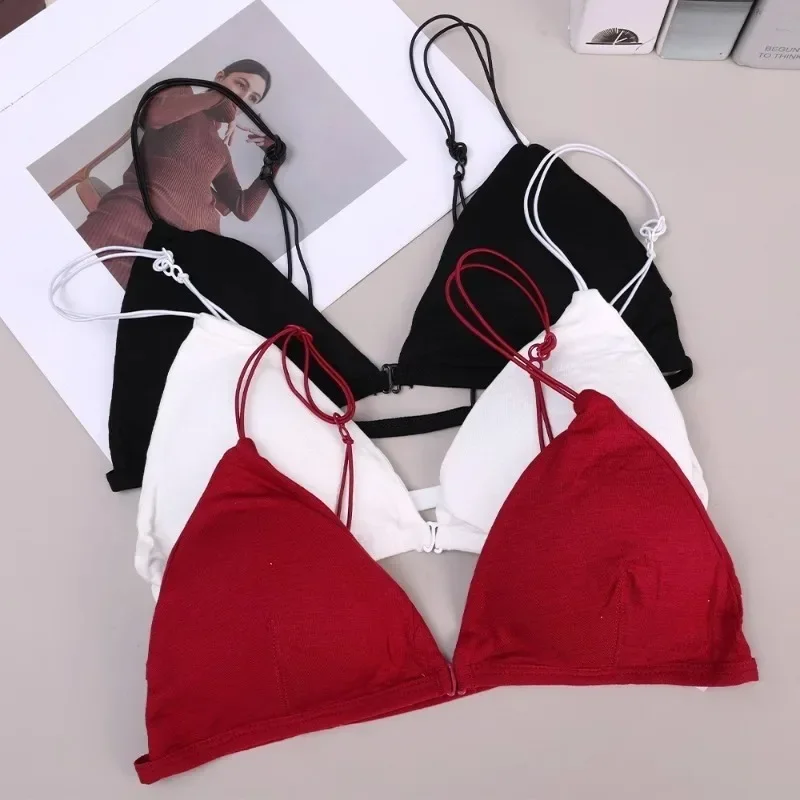 Summer Sexy Bra Women Girls Solid Color Elegant Seamless Underwear Outdoor Sports Cotton Front Buckle Tops Fashion Accessories