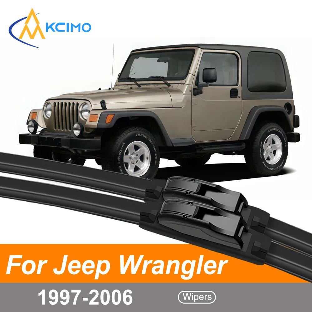 

Complete Front Set Windshield Wiper Blades For Jeep Wrangler TJ 1997-2006 Direct Fit All-Season Wipers Easy Clip Installation