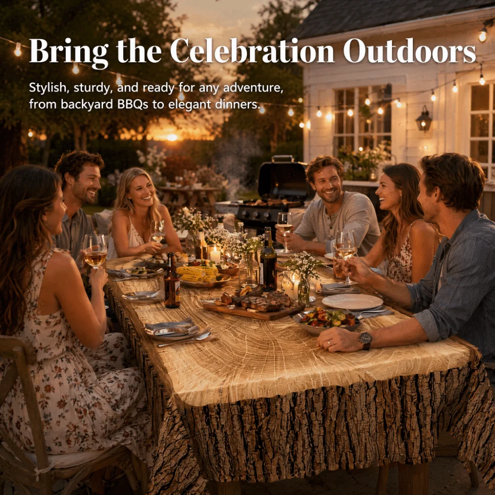 Rustic Log Pattern Rectangular Tablecloth Wood Grain Printed Washable Polyester Table Cloth Universal Table Cover Dining Room