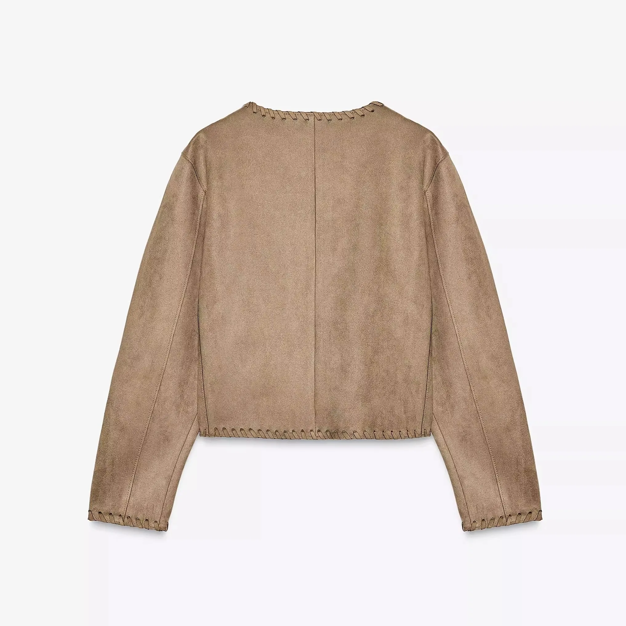 

Осенние новые круглые трикотажные джеты из искусственной замши с эффектом Ne, женские повседневные прямые леггинсы, верхняя одежда с длинными пуговицами све...