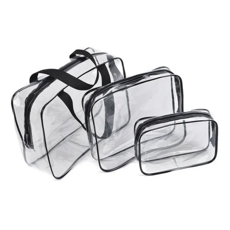 3Pcs Women\'s Make Up Handbag Large Capacity Toiletry Storage Bag 2022 Fashion Three-Peice Transparent Cosmetic Bag For Ladies