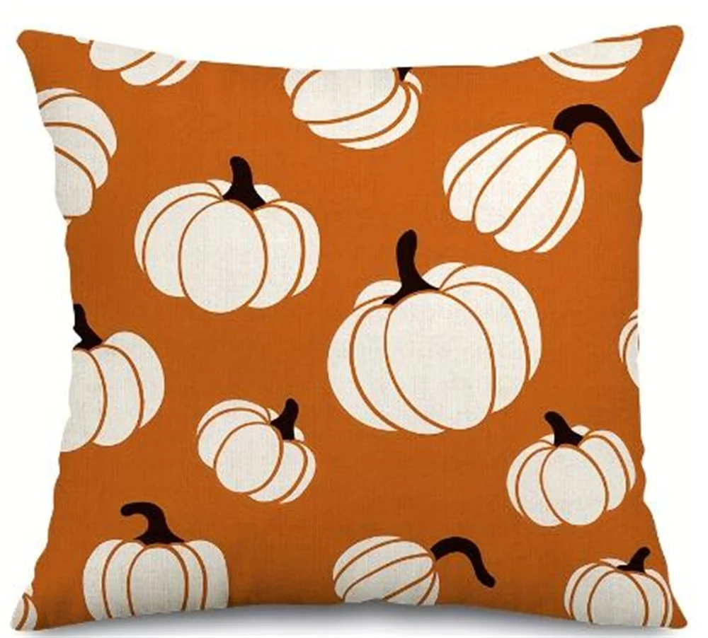 1pc/4pcs Vintage herfstkussenslopen 18x18 inch - herfst oranje wit pompoenontwerp voor Kerstmis Thanksgiving