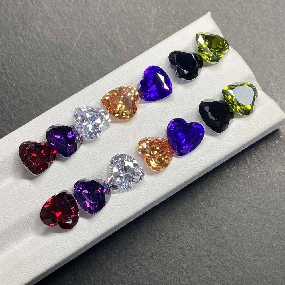 

Heart Cut CZ Gemstones 10x10mm Zircon 12x12mm Violet Amethyst Purple Yellow Cubic Zirconia Stone