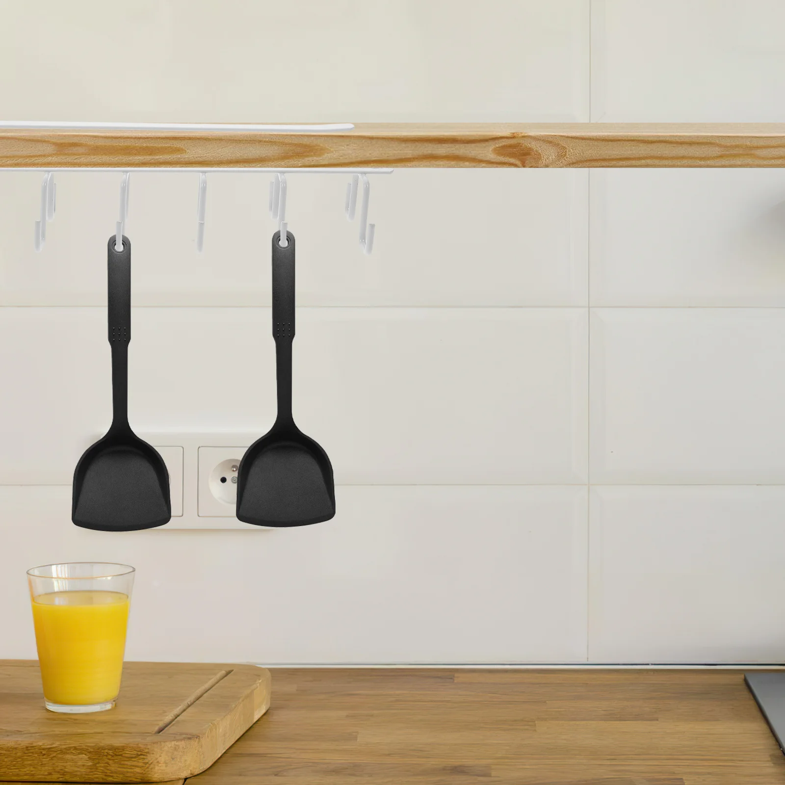 

Iron Kitchen Cabinet Hook Rack White Wall Mounted Multipurpose Hanging Organizer Space Saving Hook Under Shelf Hanger