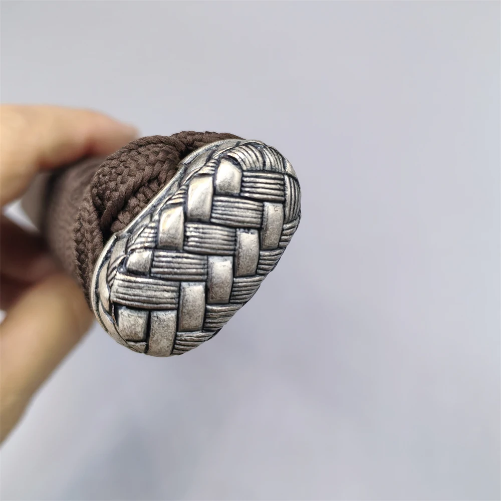26cm Brown Tsuka Alloy Menuki Fuchi Kashira Fittings For Japanese Samurai Katana Sword Handle DIY Parts Accessory