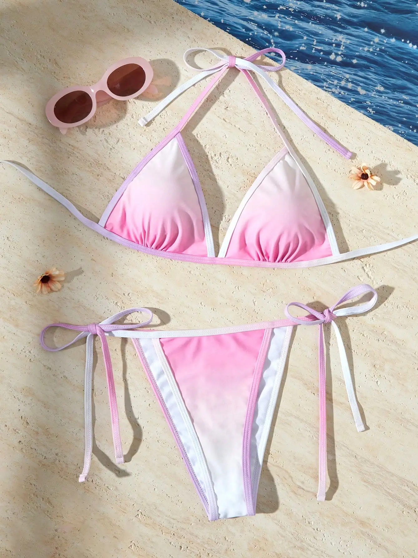 Bikini tie-dye craft youthful vitality swimsuit gradient gentle style