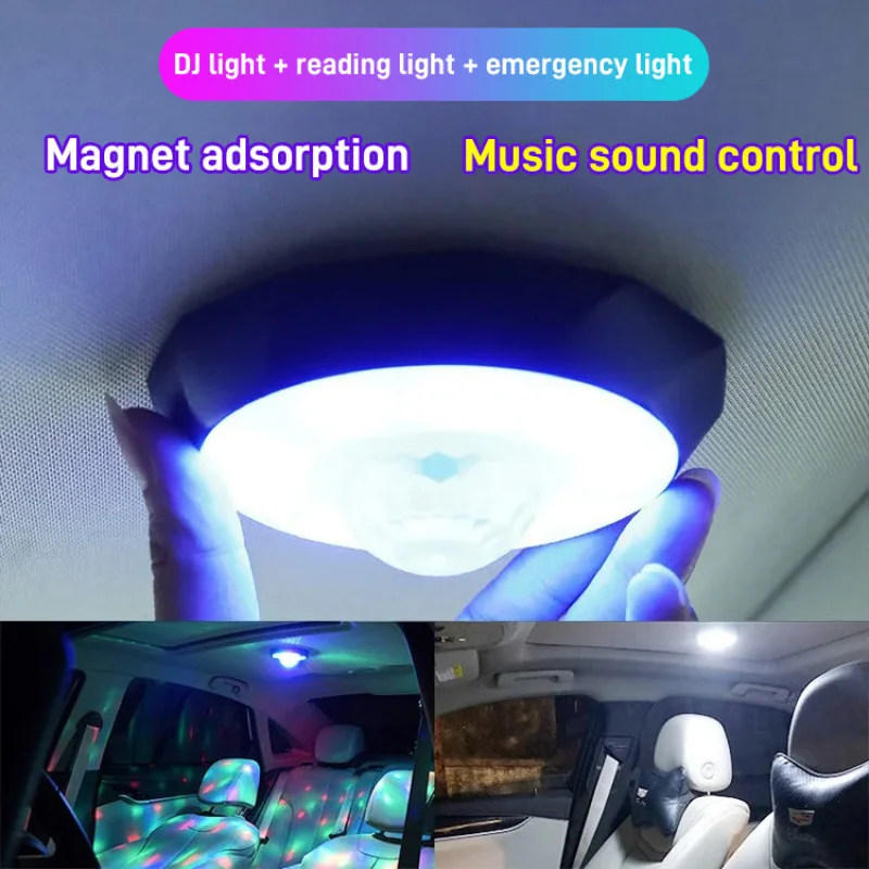 Car music sound control rhythm flashing lights induction wireless reading lights car interior decoration colorful ambient light