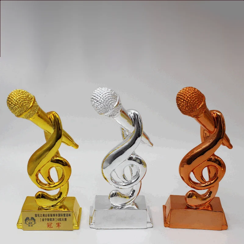 

KTV music Resin trophy Host speech microphone Trophy Good Voice singing competition metal trophy