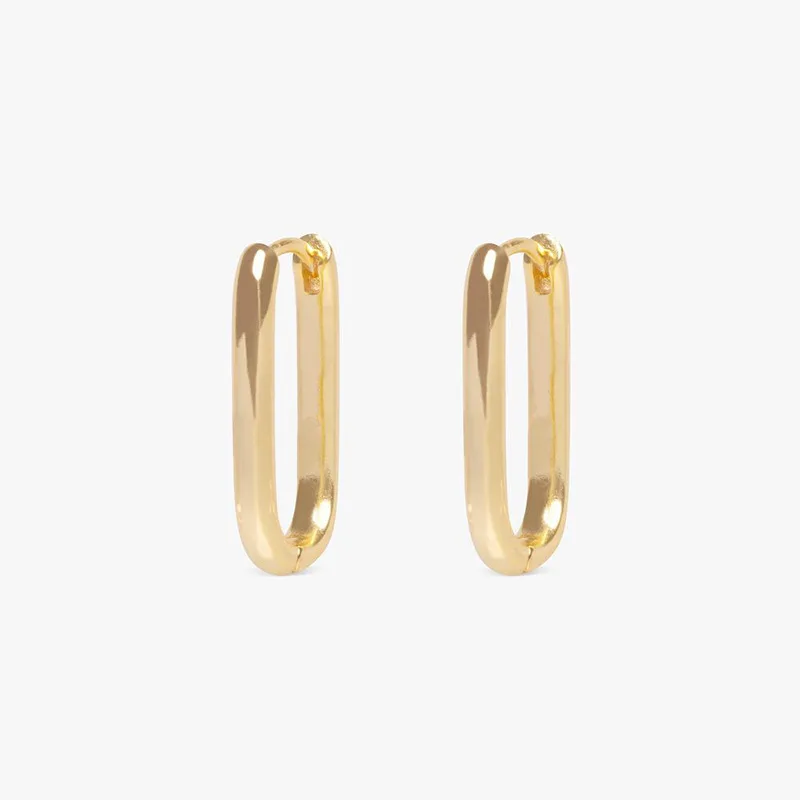 2 STUKS Nieuwe Goud Kleur Vierkante Hoepel Oorbellen Vrouwen Mannen Rvs Huggie Minimalistische Punk Unisex Rock Oorbellen Piercing Sieraden