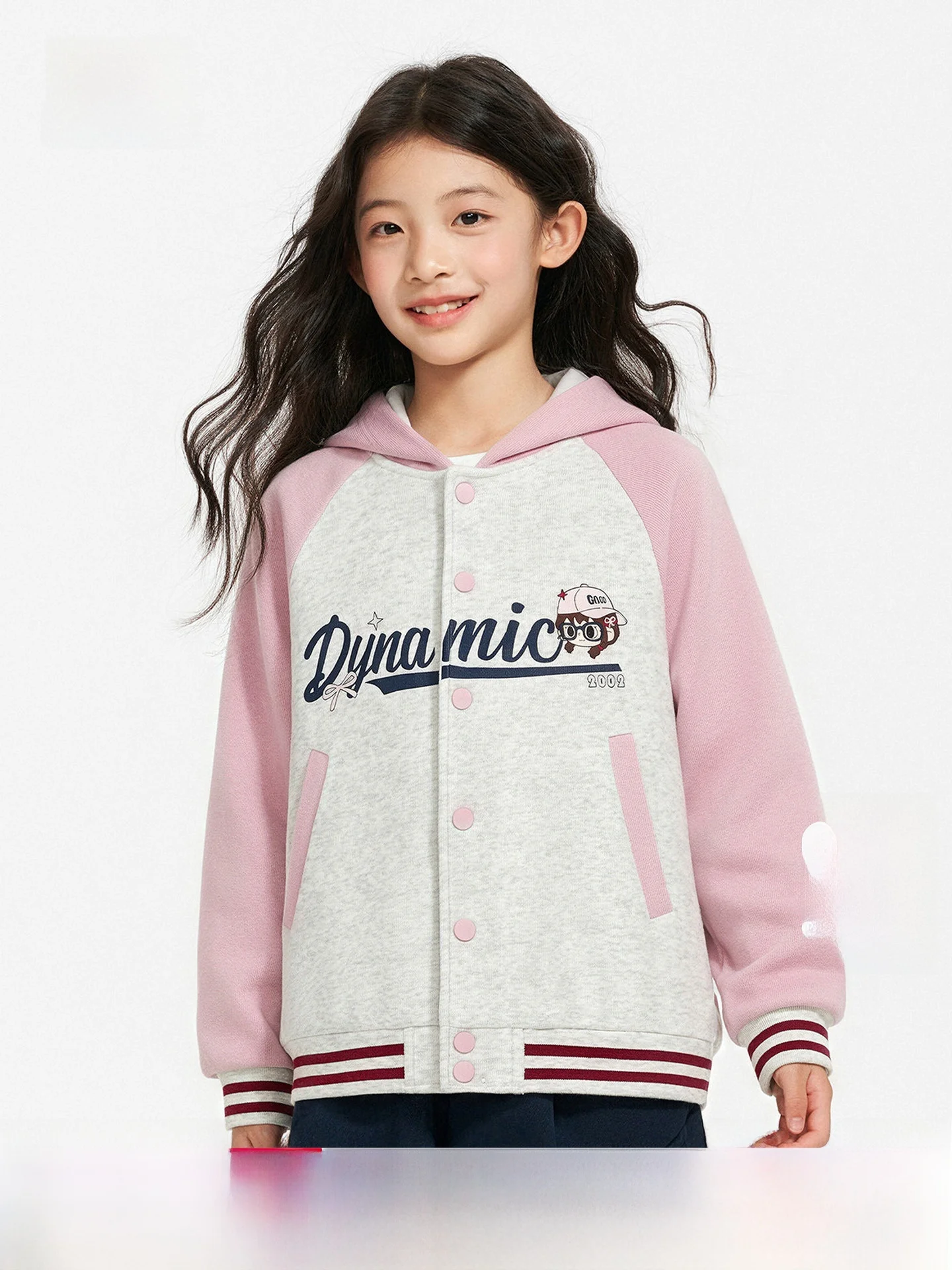 quick-fish-children's-baseball-jacket-autumn-new-style-windproof-warm-hooded-color-block-comfortable-casual-outerwear