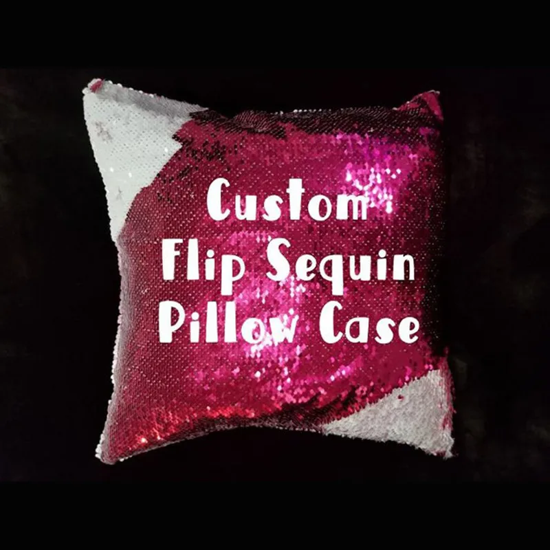 SequinCustom Picture Cushion Pillow Cover Home Decor Fully Covered with Sequins Pillowcase Colorful Glitter Throw Pillows Cover