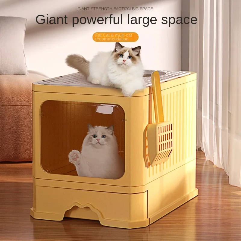 Cat Litter Box Large Size Fully Enclosed Cat Toilet Spatter-proof Deodorant Litter Tray Pet Supplies Pet Furniture