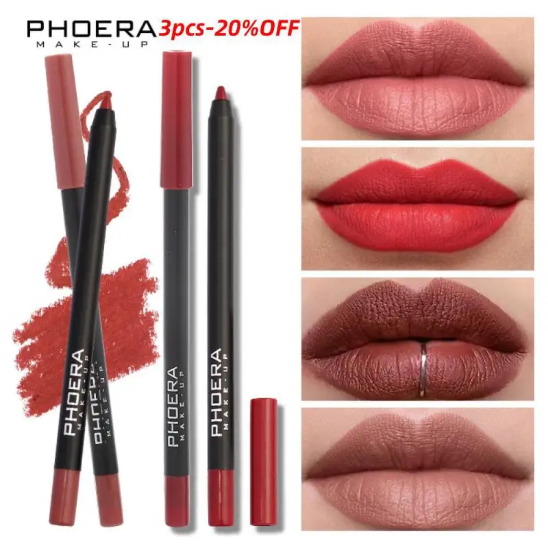 【3pcs-20%OFF】PHOERA 13-color Velvet Lip Liner Matte Smooth Long Lasting Lip Liner Pencil Lip Contour Makeup Beauty Cosmetics