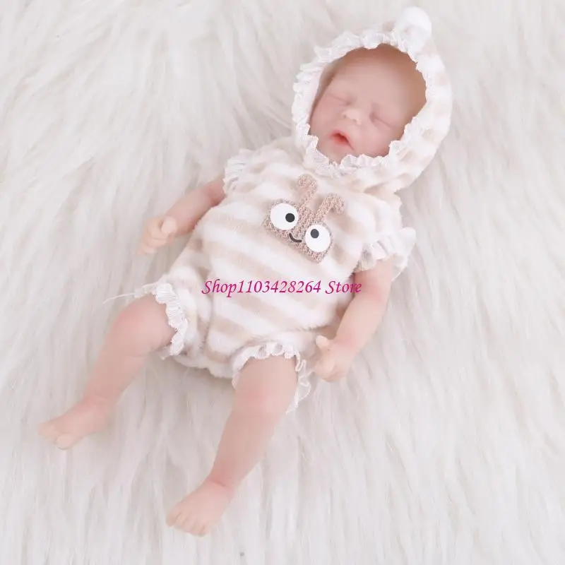 

Sleeping Doll Sleeping Boy Eyes Close Handmade White Skin New Born Boy in Onesie Silicone Doll for Kid
