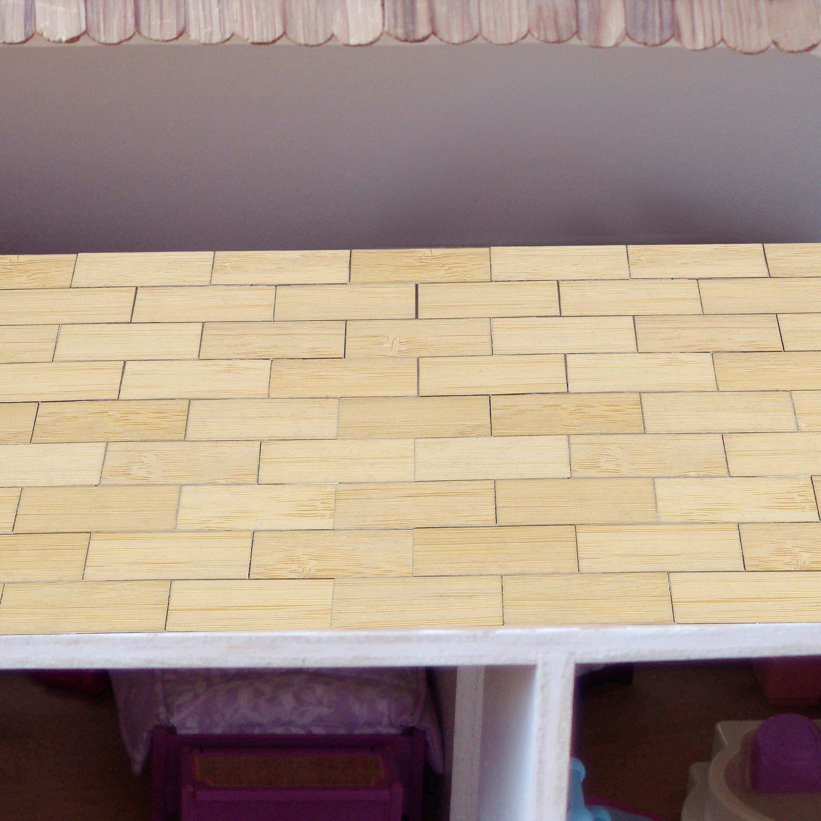 

48pcs Dollhouse Accessories Mini Bamboo Floorboards Realistic Wood Grain For Dollhouse Decor Building Kits Miniature House