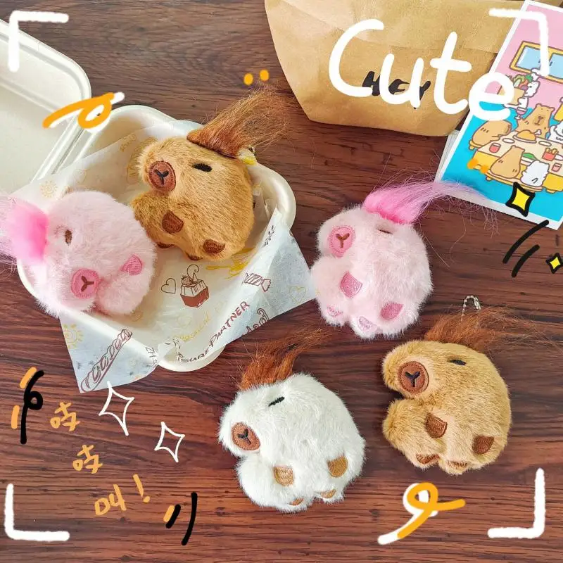 Kawaii Kapibara Cartoon Guinea Pig Plush Toys Doll Squeezing Doll Bag Pendant Creative Handmade Doll Christmas Gift For Girls