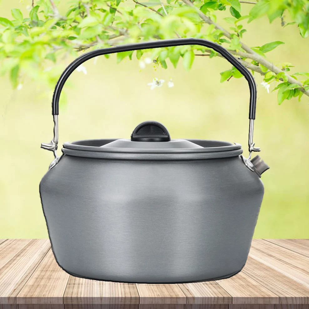 

0.6/1.2L Outdoor Boiling Kettle Camping Teapot Portable Alumina Kettle With Anti-Scalding Handle Bioling Tea Pot