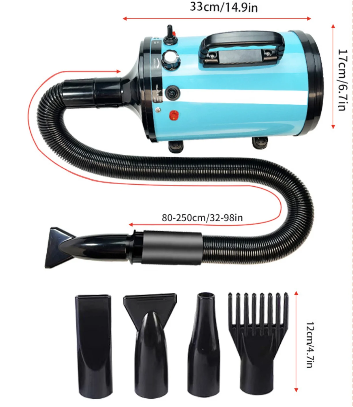 

Pet hair dryer temperature adjustable infinitely adjustable speed adjustable wind pet water dryer pet dryer T065 U.K. Plug