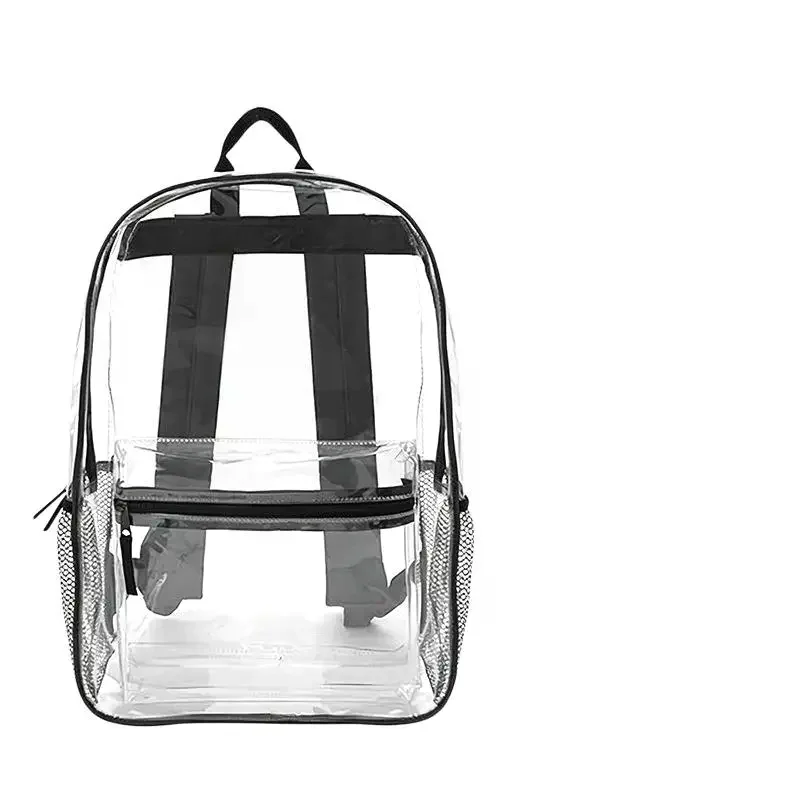 1Pcs Waterproof PVC Transparent Backpacks Adjustable Straps Durable Dual Zippers For Baseball Stadium Lightweight Clear Backpack