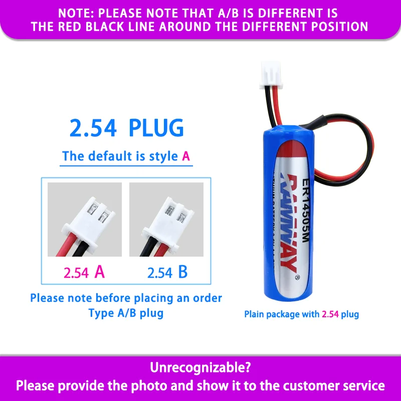 

RAMWAY ER14505M AA Add XH2.54 Plug 3.6V Disposable Lithium Battery Intelligent Water Meter Flow Meter PLC Servo Non-rechargeable