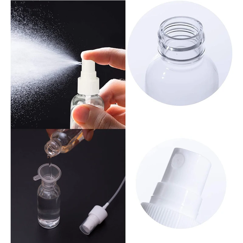 2Pcs 5ml-100ml Portable Travel Mist Bottles Transparent Plastic Perfume Atomizer Mini Empty Spray Water Bottle Trip Accessories