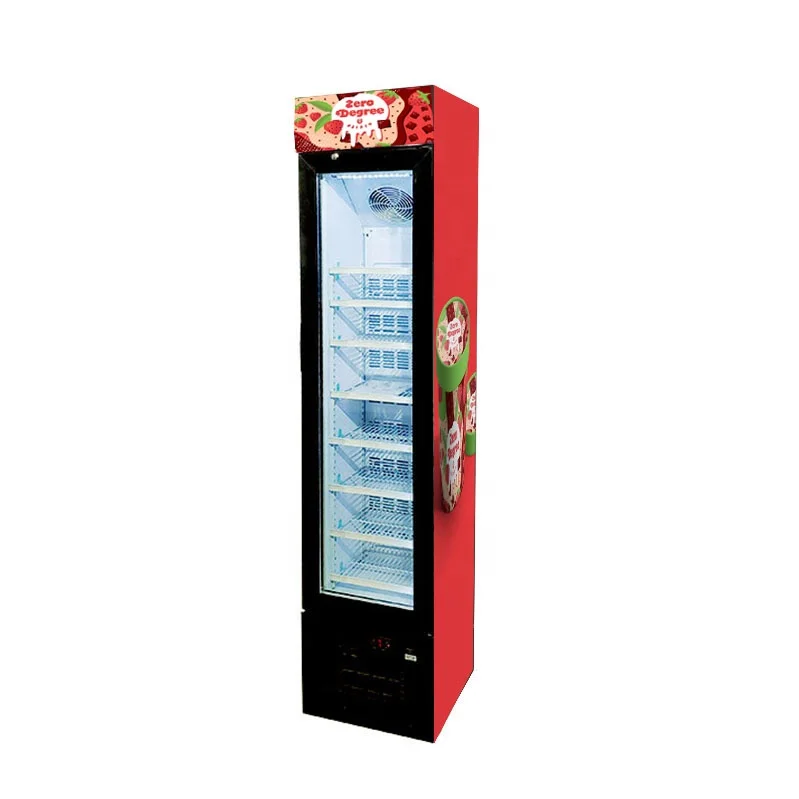 Vertical Slim Display Freezer with Glass Door for Ice Cream and Food