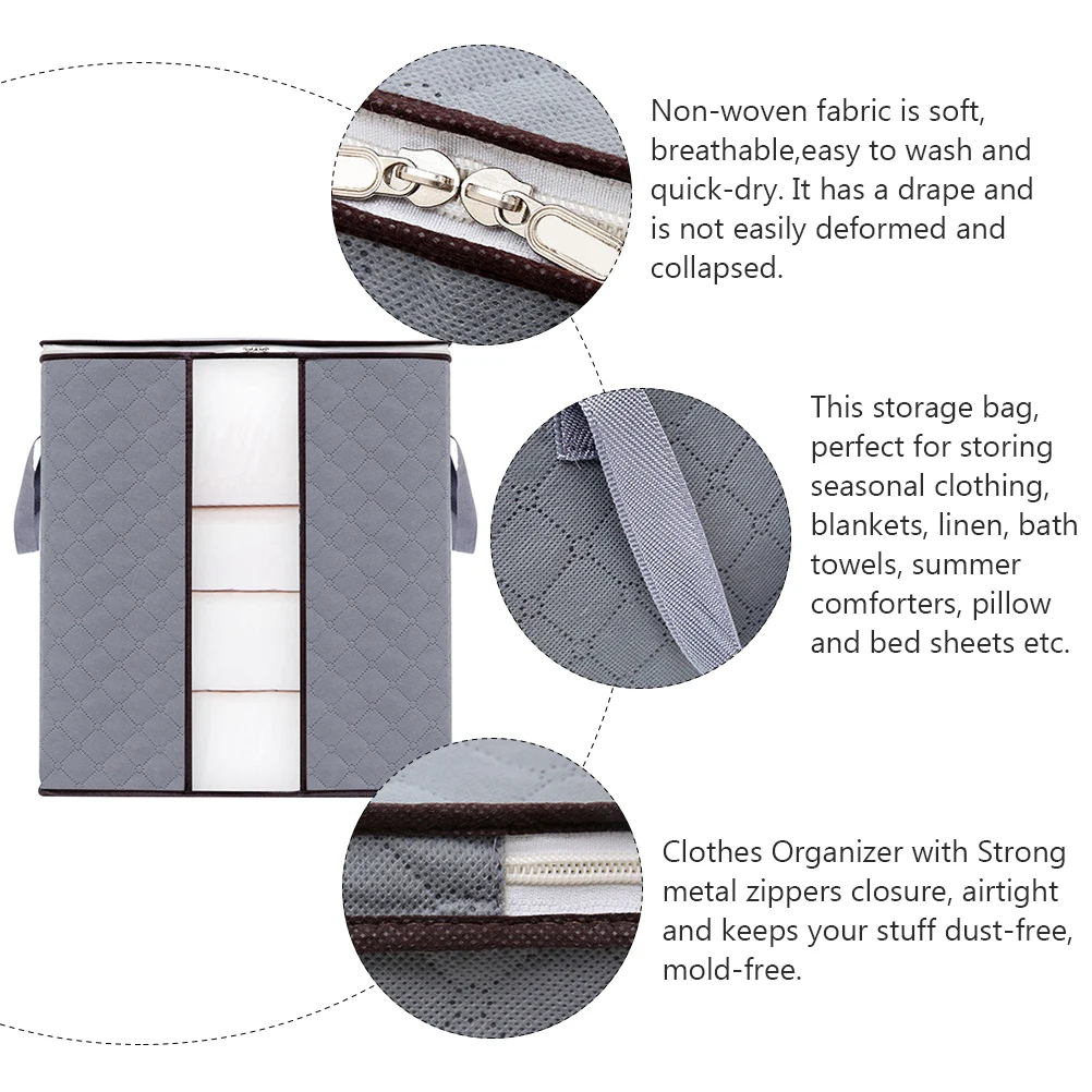 

1pc Clothes Storage Bags Non Woven Fabric Organizer Blanket Bag Breathable Dust Free Mold Resistant Saver Home