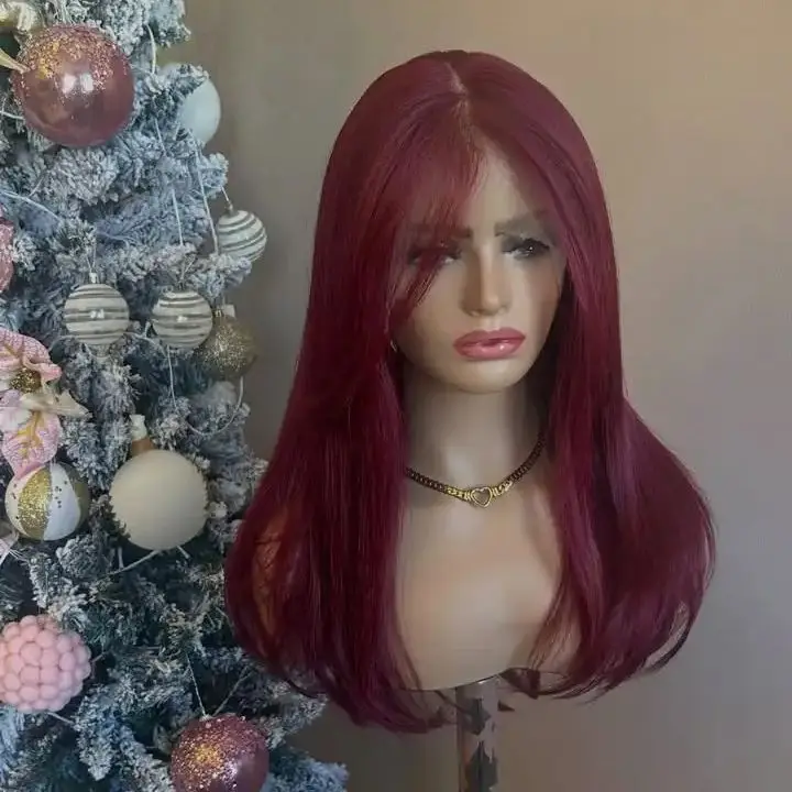 

Синтетические парики 99J Burgundy Blonde с прямым волнистым волосом, 13x4, с прозрачной кружевной передней частью, для женщин, без клея, с естественной линией роста волос, длинные волнистые парики