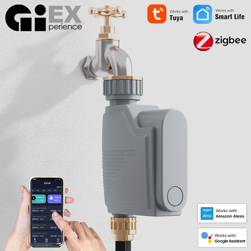 ZIGBEE WIFI Garden Watering Timer Smart Sprinkler Drip Irrigation System Built-in Water Flow Recorder Water Controller TUYA