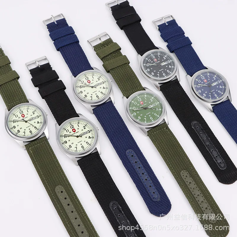 Simple กันน้ําไนลอนปฏิทินนาฬิกาผู้ชายเข็มขัดผู้ชายนาฬิกาผู้ชายกีฬากองทัพสไตล์นาฬิกา