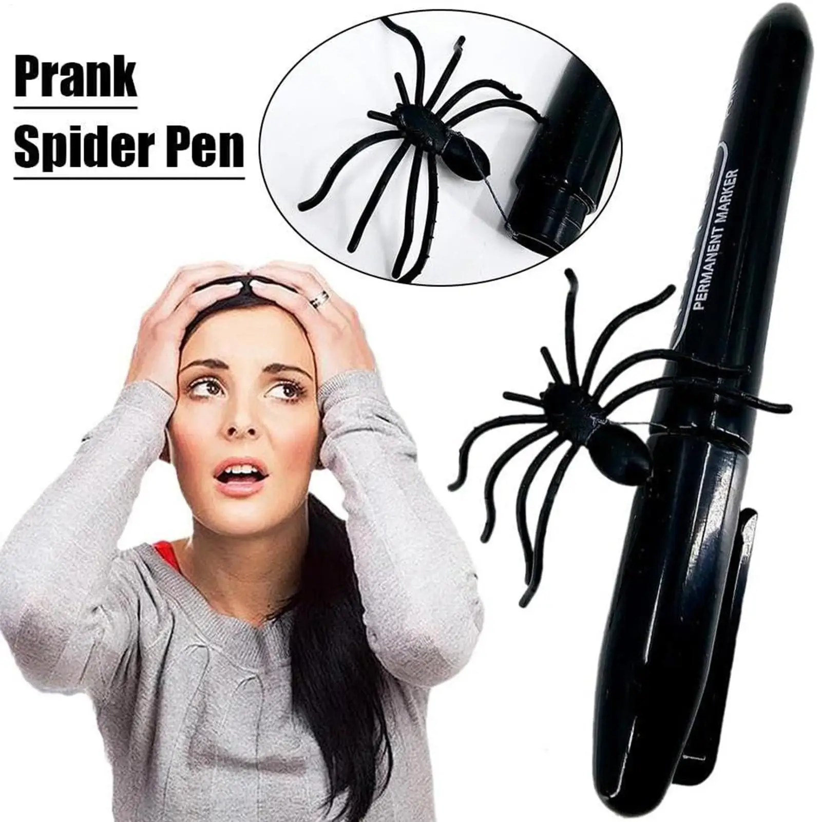 Realistic Fake Spider Pen Novelty Prank Toy for April Fools' Day Party Jokes Gag Gift for Friends Family Students Colleagues