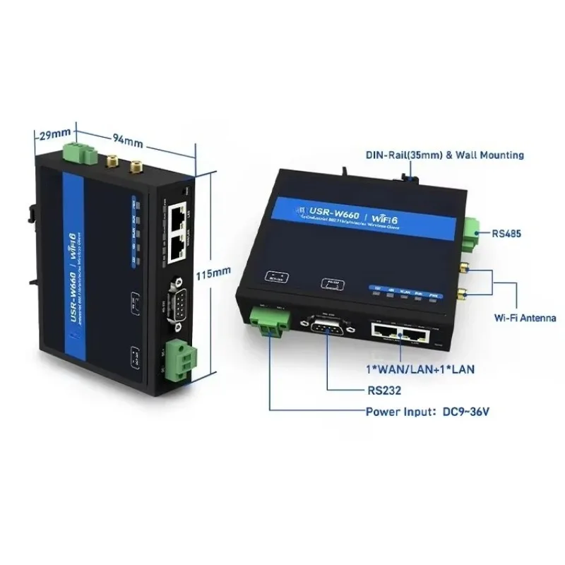 

Dual Band WiFi Serial Device Server rj4 5 Gigabit Ethernet Port Supports Wi-Fi Communication