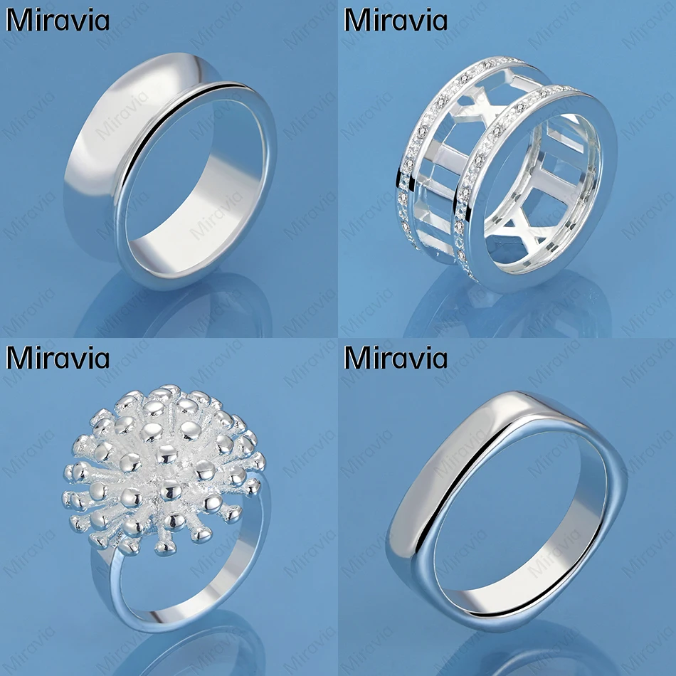 

Miravia 925 Sterling Silver 5-10# Polished Square Smooth Ring Cute Women'S Unique Accessories Party Jewelry