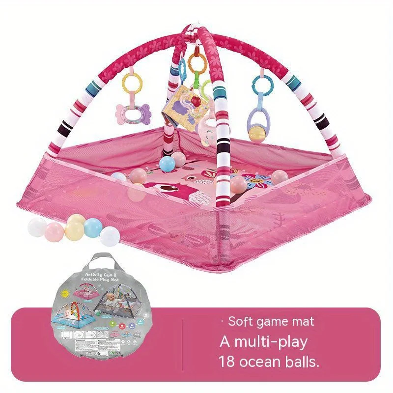 Baby Activity Gym Set, Develop Movement & Cognition with Fence Gym, Ball Pit, Crawling Mat & Sensory Toys for Newborns Toddlers