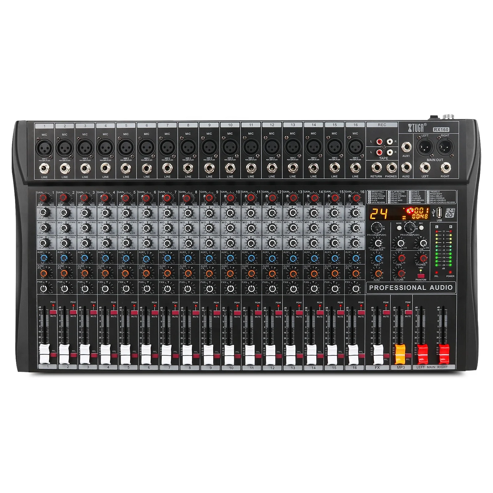 

16 Channel Professional Audio Music Mixer With Digital Effect Processor Blueteeth Connection Karaoke DJ Audio Mixer