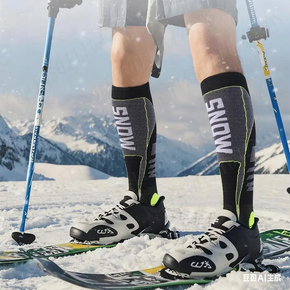 الشتاء الحراري التزلج الجوارب المضادة للانزلاق فوق الركبة الدافئة جوارب من الصوف. على الجليد رشاقته الجوارب للمشي في الهواء الطلق تسلق الرياضة