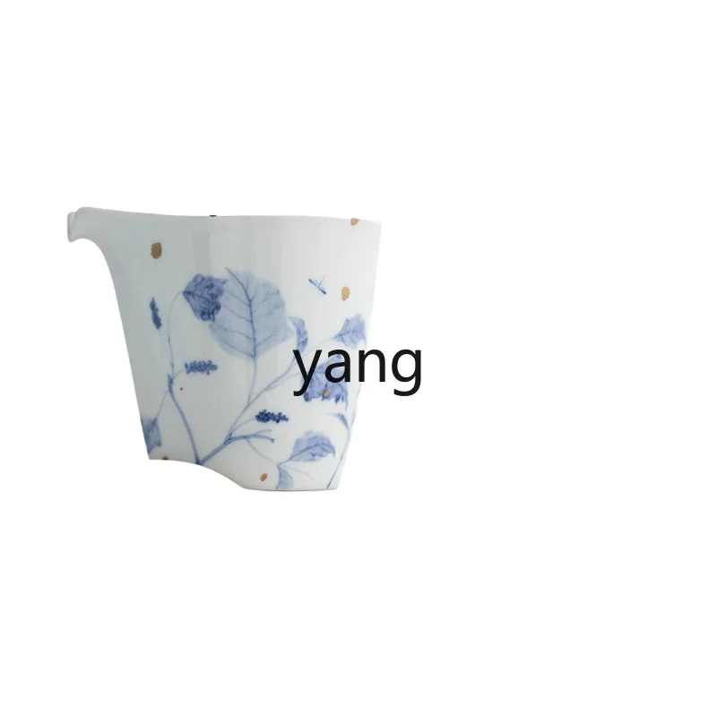 

Yjq Hand Painted Blue and White Lark Pitcher Kung Fu Tea Set Ceramic Large Fair Cup