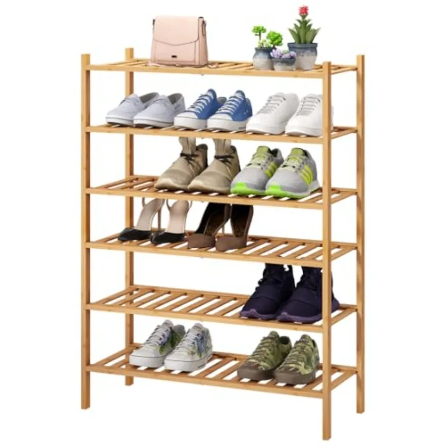 

6-Tier amoo Soe Rack for Entryway Stackale Foldale Natural Soe Orgazer for allway Clot Free Standing Soe Racks for Indoor Outdo