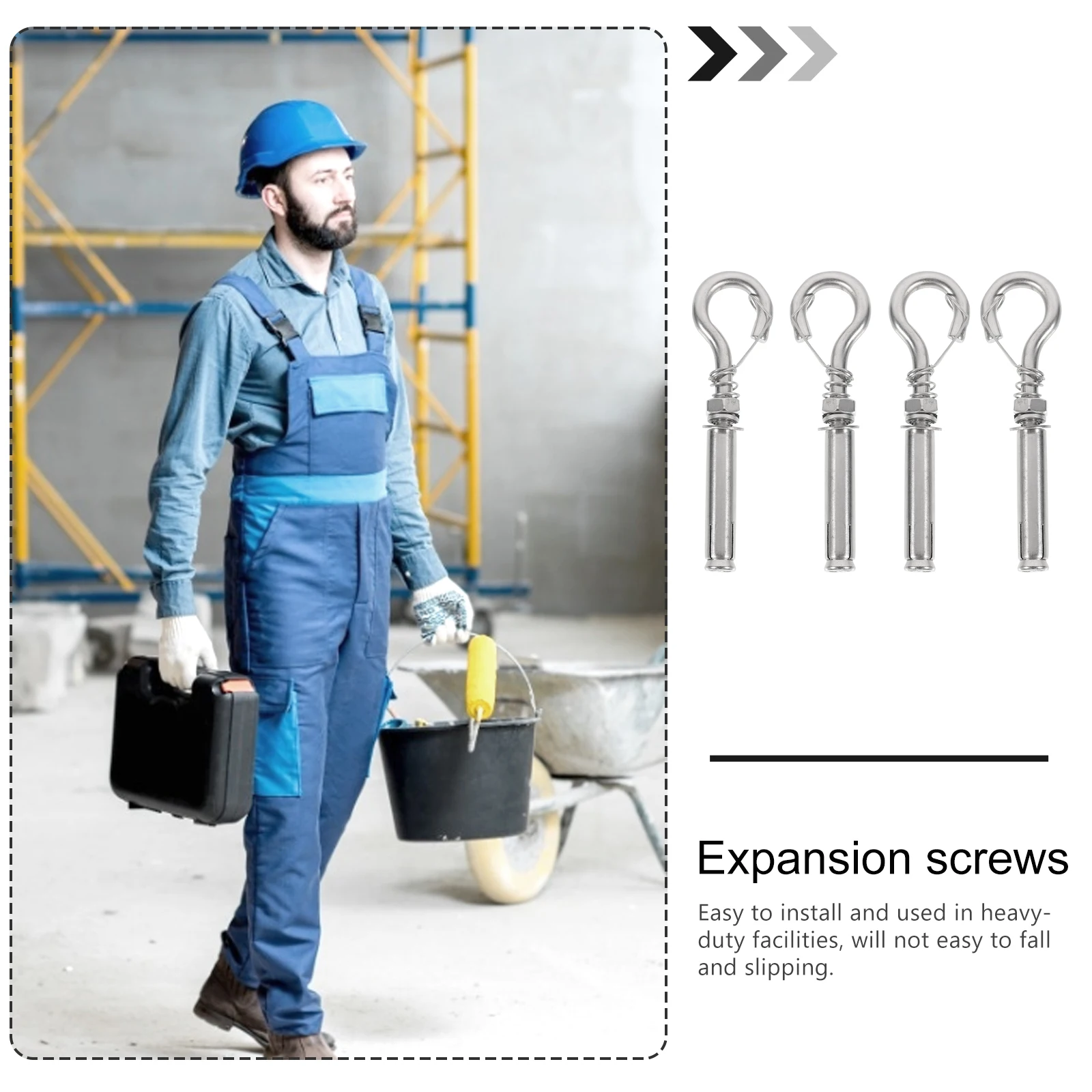 

4pcs Stainless Steel Expansion Screws Durable Heavy Duty Fasteners For Manhole Covers Walls With Expansion Ring Metal Fixings