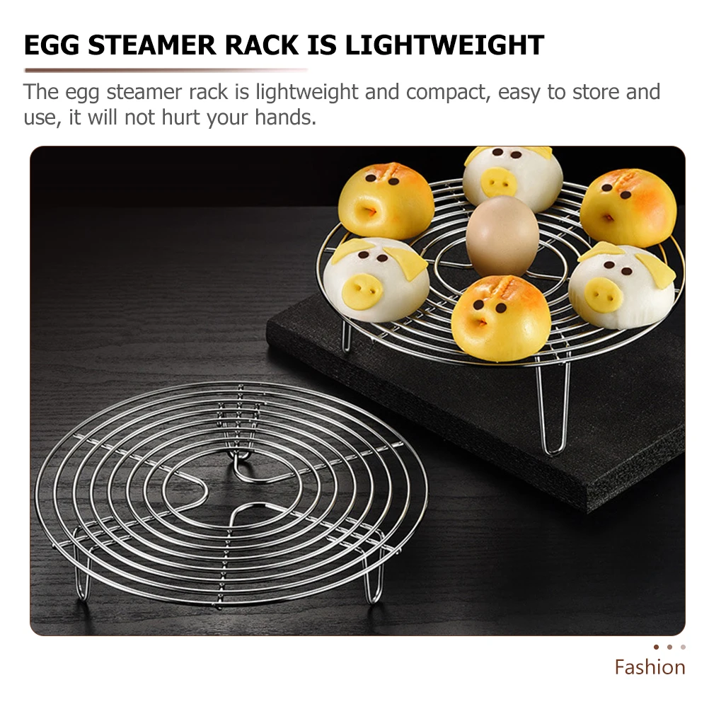 

2pcs Stainless Steel Egg Steamer Rack Multi-Function Heat-Resistant Kitchen Accessory Cooling Rack Wok Stand Household Steaming