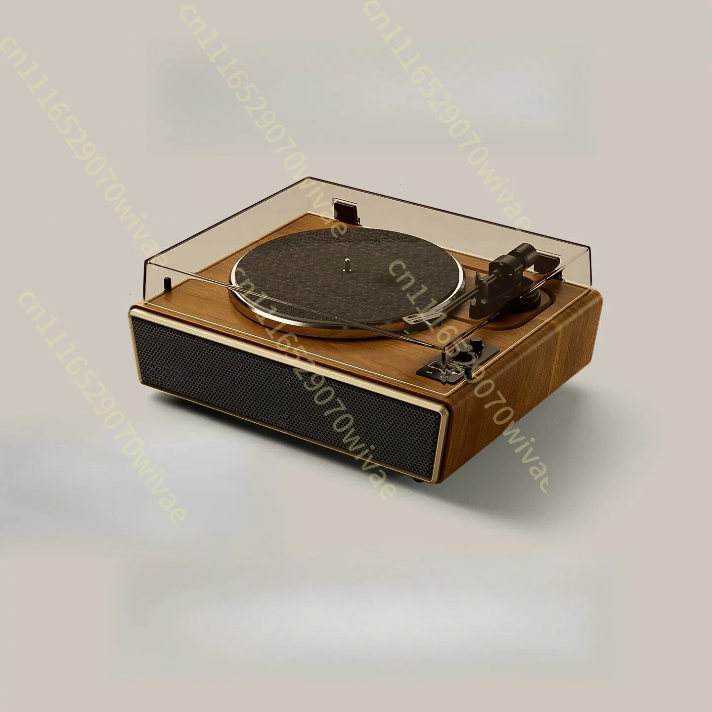 American vinyl record player retro wood grain bluetooth phonograph stereo